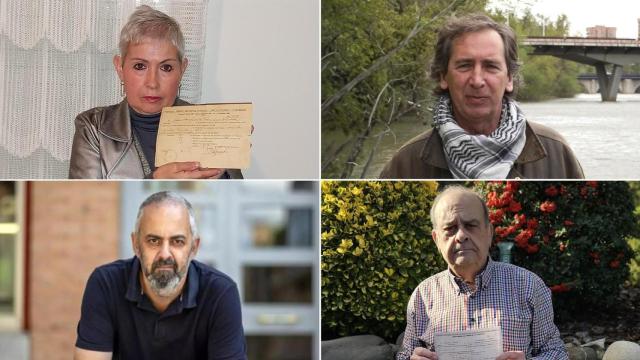 De izquierda a derecha y de arriba a abajo: Lidia Jiménez, Antonio Miguel, Emilio Silva y Joaquim Gràcia, familiares de personas a las que les embargaron bienes durante el franquismo.