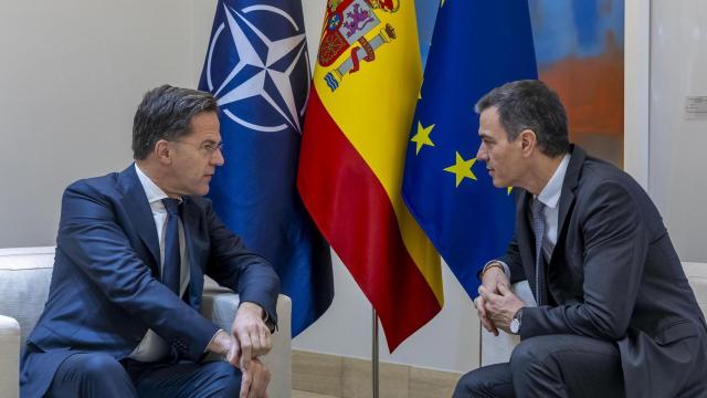 El secretario general de la OTAN, Mark Rutte, y el presidente del Gobierno, Pedro Sánchez, durante su reunión del pasado lunes en Madrid