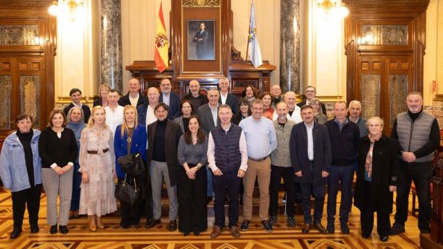 Inés Rey con los homenajeados