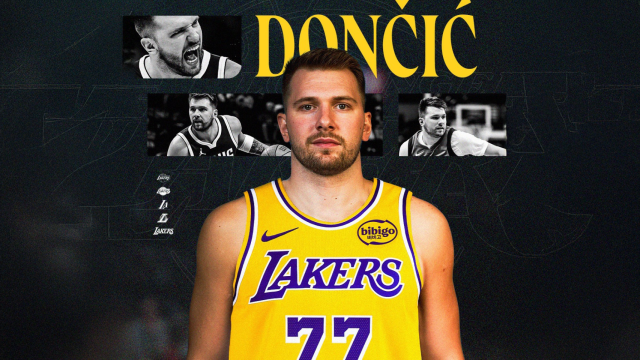 Fotomontaje de Luka Doncic con la camiseta de Los Ángeles Lakers