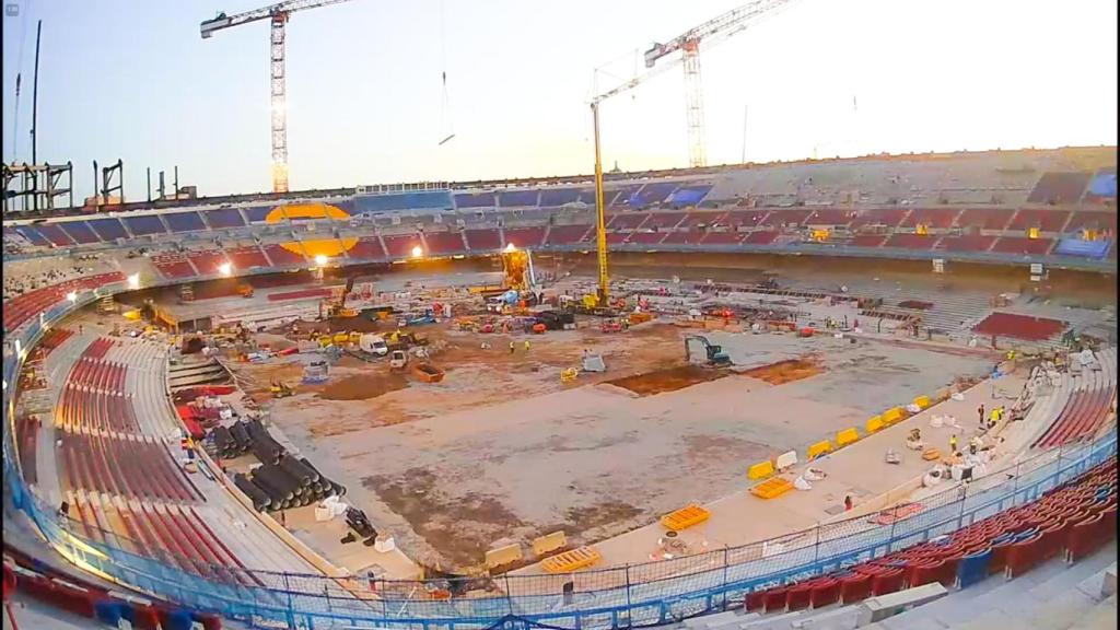 El Camp Nou por dentro durante las obras Foto: Twitter (Obras_Camp_nou)