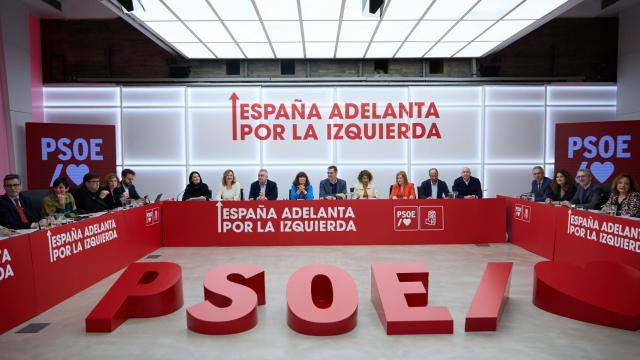 Reunión de la Ejecutiva federal del PSOE, este lunes en la sede de Ferraz.