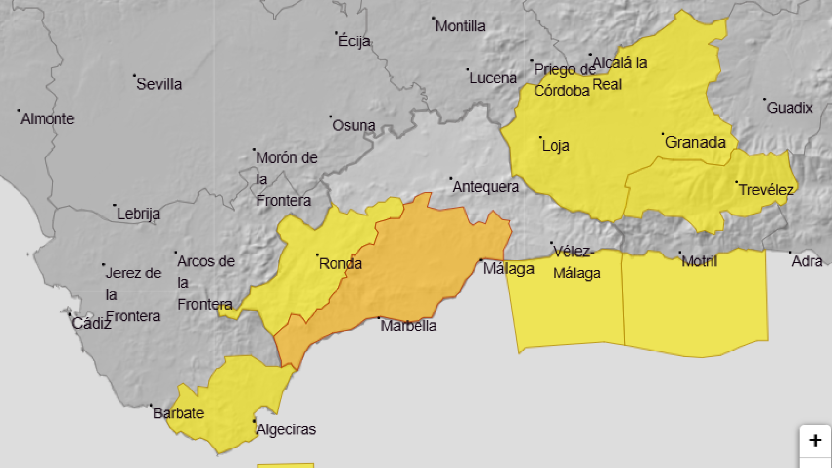 La alerta por fuertes lluvias en Málaga se agrava: la Aemet eleva a naranja el aviso