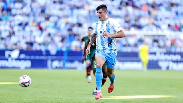 Sergio Castel durante un partido con el Málaga CF