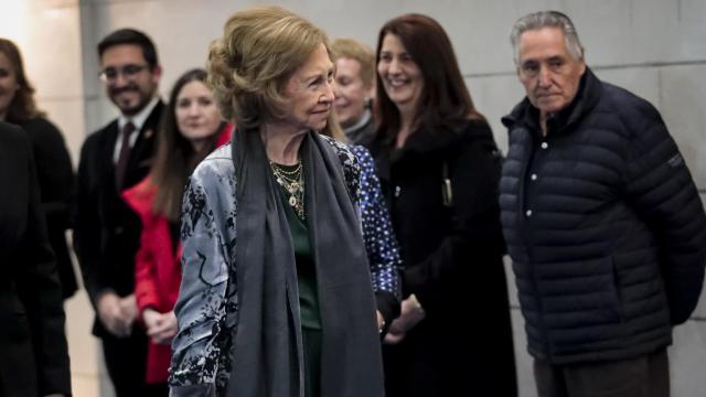 La reina Sofía, a su llegada al Palau de la Música de Valencia.