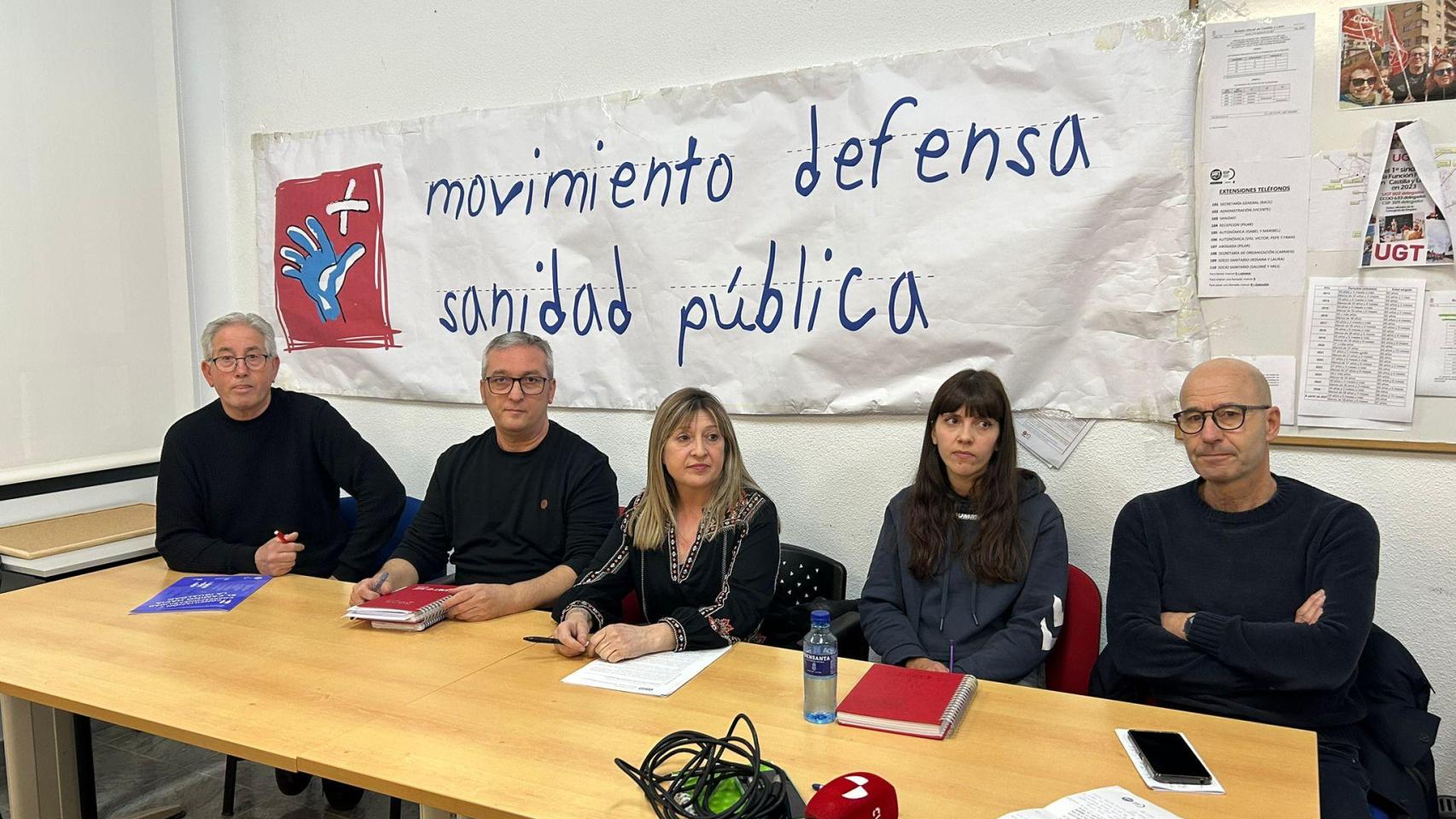 Rueda de prensa de UGT, CCOO y la plataforma en Defensa por la Sanidad Pública