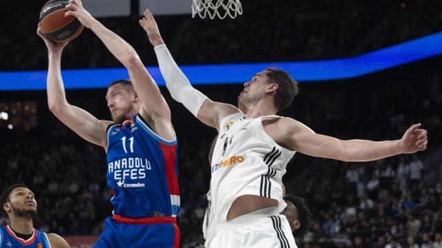 Mario Hezonja trata de taponar un lanzamiento de Roland Smits.