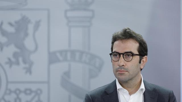 El ministro de Economía, Comercio y Empresa, Carlos Cuerpo, durante la rueda de prensa tras el Consejo de Ministros celebrado el martes.