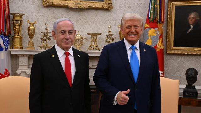 El presidente de Estados Unidos, Donald Trump, y el primer ministro israelí, Benjamín Netanyahu, este martes.