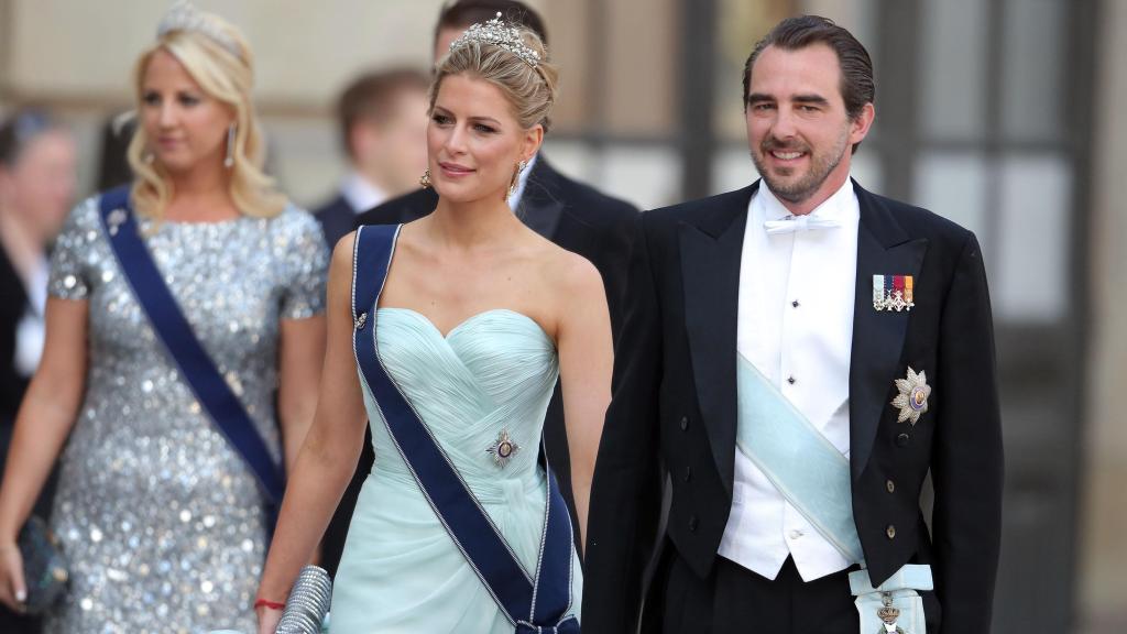 Nicolás de Grecia con su ex esposa, Tatiana Blatnik, en la boda de Magdalena de Suecia y Christopher O'Neill, en 2013.