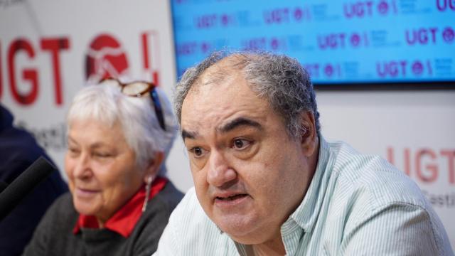 El secretario de Servicios Públicos de UGT Castilla y León, Tomás Pérez Urueña, durante la rueda de prensa de este miércoles