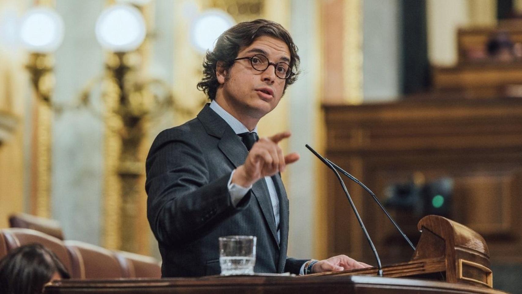 El diputado de Vox por Asturias José María Figaredo durante una intervención en el Congreso de los Diputados