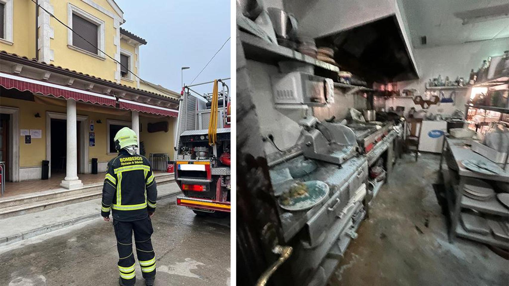 Los Bomberos en el lugar y el fuego en el restaurante segoviano