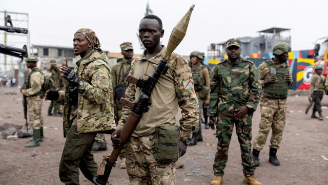 Miembros de la milicia M23, en Goma.