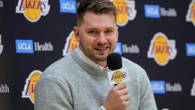 Luka Doncic, en el presentación con Los Ángeles Lakers