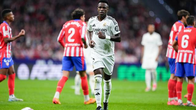 Vinicius Junior en el derbi de la primera vuelta ante el Atlético de Madrid.