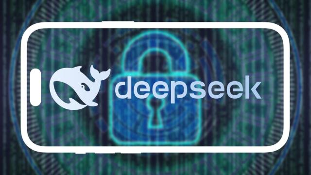 Fotomontaje con el logo de DeepSeek y la silueta de un iPhone.