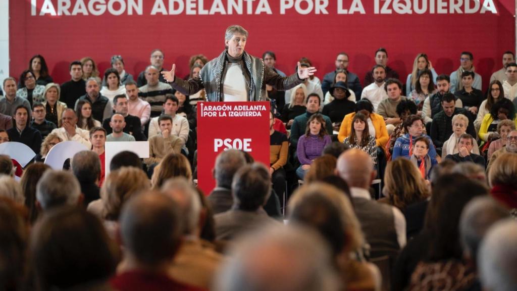 Acto público del PSOE en Zaragoza, con la intervención del secretario general electo del PSCyL, Carlos Martínez, y la líder de los socialistas aragoneses, Pilar Alegría, entre otros.