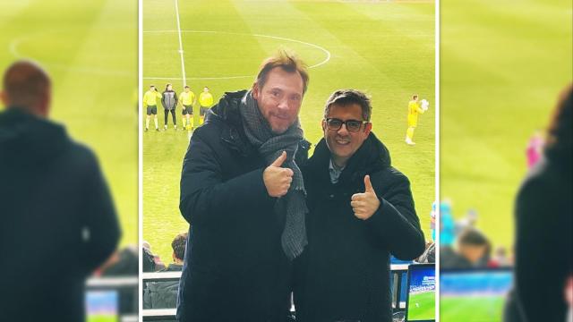 Óscar Puente y Félix Bolaños este pasado viernes en el estadio de Vallecas