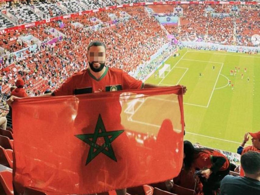 Nordin Workout apoyando a la selección de fútbol de Marruecos, en una imagen publicada en sus redes sociales.