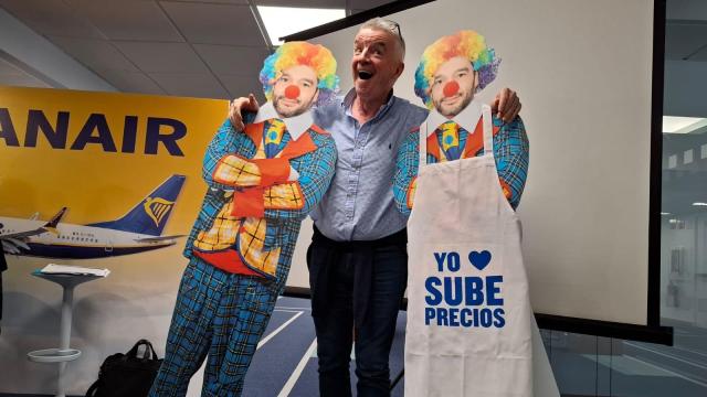 Michael O’Leary, CEO del grupo Ryanair, en una rueda de prensa celebrada en Madrid para denunciar la multa por el equipaje de mano interpuesta por Consumo.