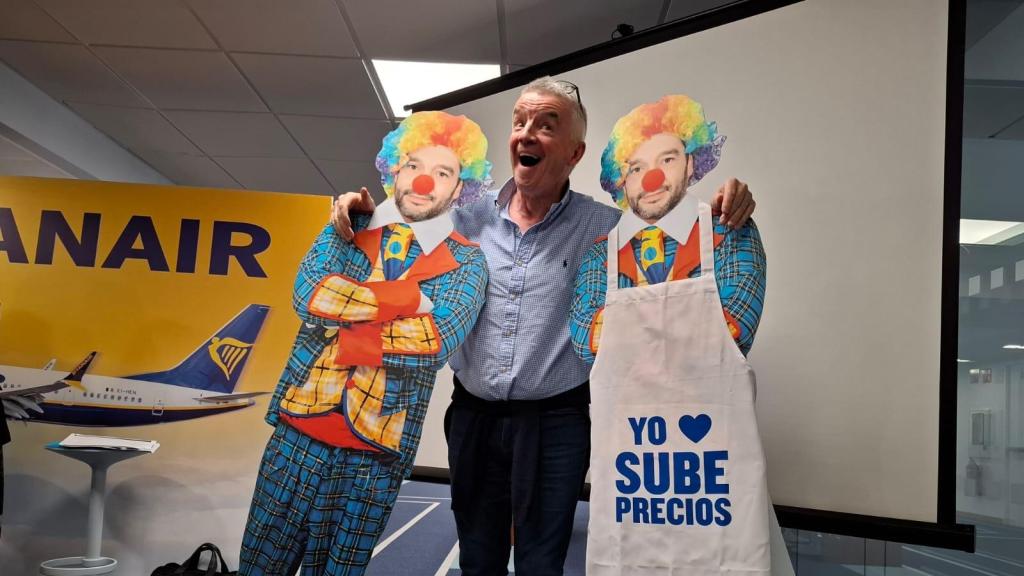 Michael O’Leary, CEO del grupo Ryanair, en una rueda de prensa celebrada en Madrid para denunciar la multa por el equipaje de mano interpuesta por Consumo.