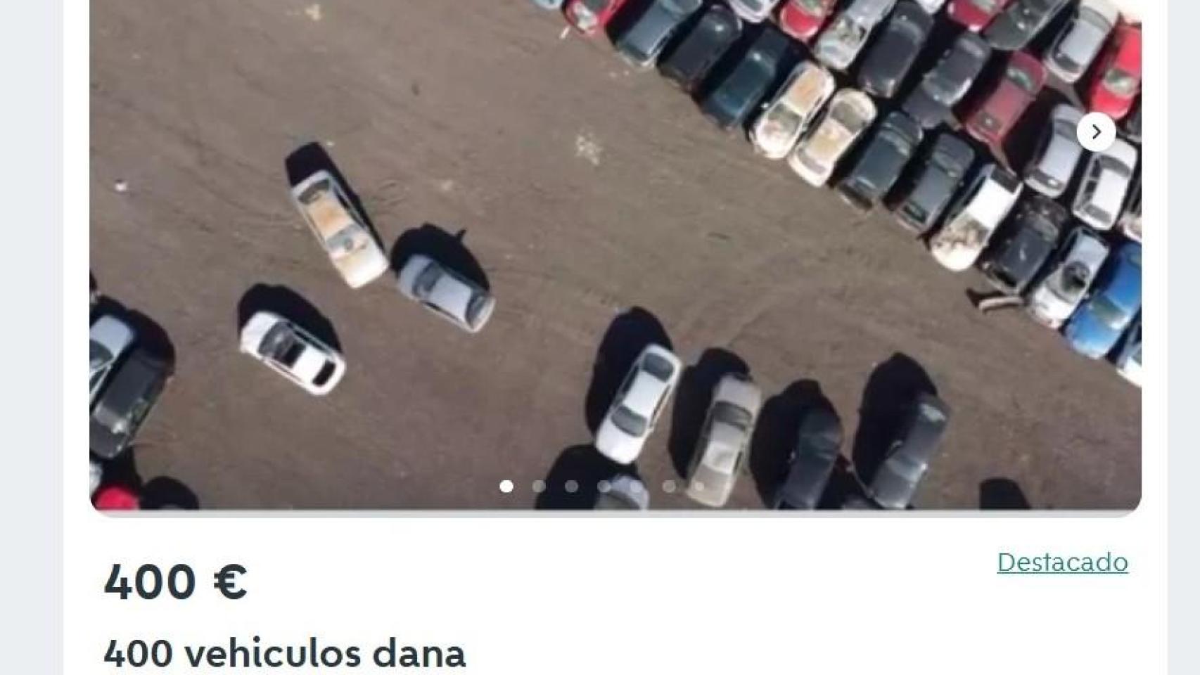 Venden en Wallapop 400 coches de la dana a 400 euros: "Oportunidad para desguaces en lotes individuales"