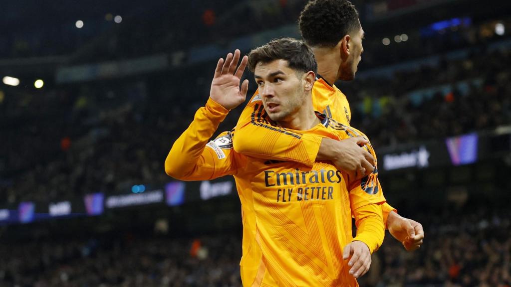 Brahim celebra su gol ante el Manchester City.