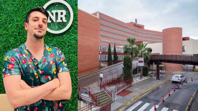 Una foto del joven Vicenzo, y a la derecha, el Hospital Virgen de la Arrixaca donde permanece ingresado en la UCI.