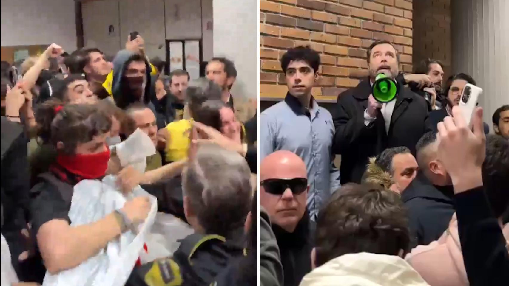 Iván Espinosa de los Monteros sufre un escrache en la Complutense al grito de "fuera fascistas de la universidad"