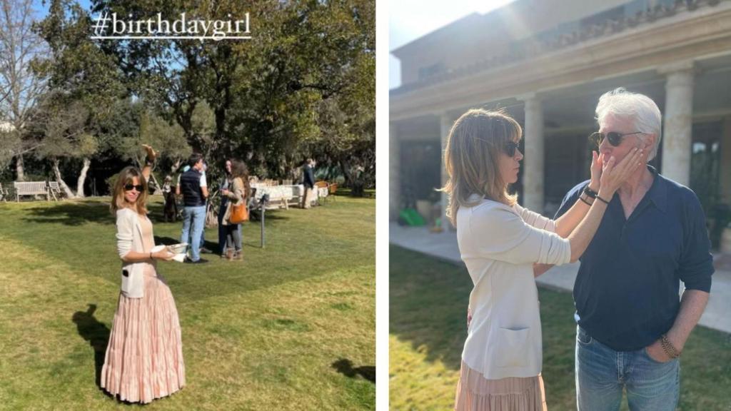 Richard Gere y Alejandra Silva, en el jardín de su casa en La Moraleja.