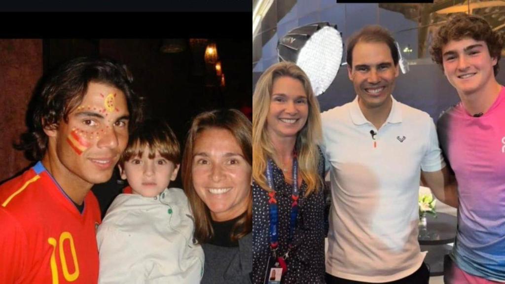 Las dos fotografías de Joao Fonseca y su madre con Rafa Nadal con 14 años de diferencia