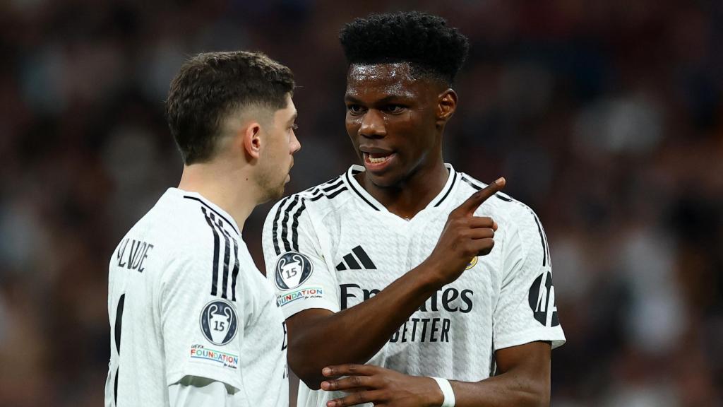 Tchouammeni y Valverde, durante el partido contra el Manchester City.