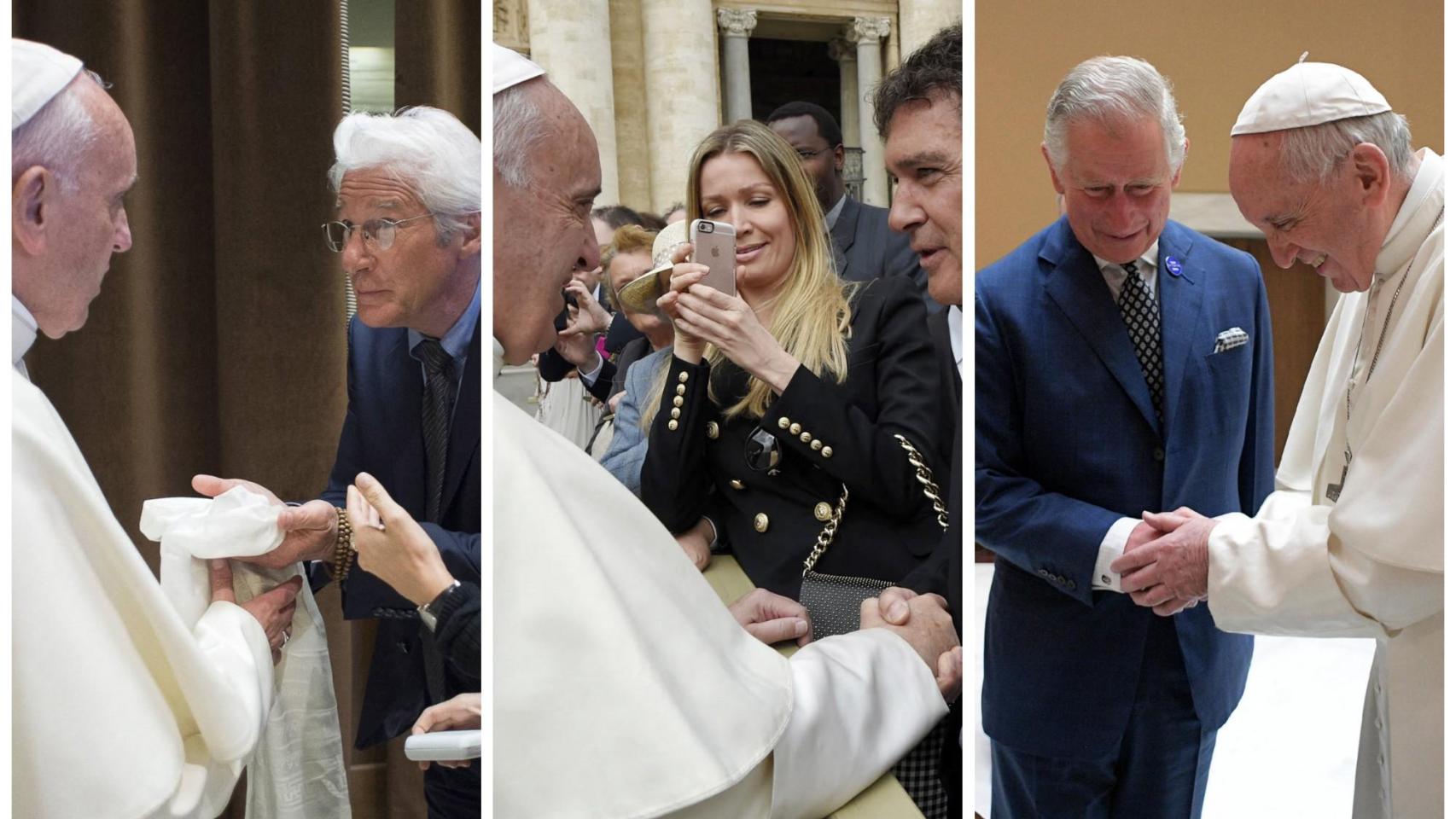 De Richard Gere y Alejandra Silva a Antonio Banderas y Carlos de Inglaterra: todos los encuentros del Papa Francisco con personajes del espectáculo y la realeza