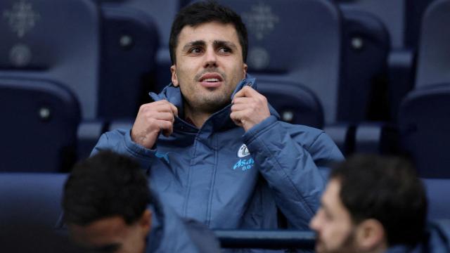 Rodri Hernández, en el banquillo del Manchester City