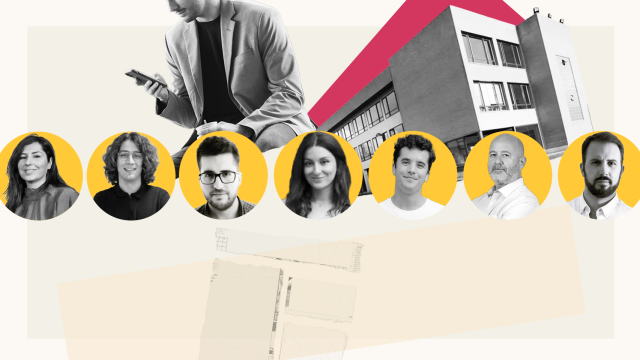 Montaje con los siete profesores del Curso Online de Periodismo Multiplataforma.