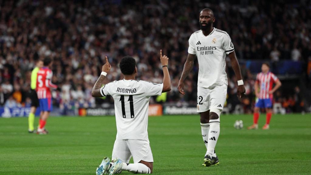 Rodrygo celebra su gol ante el Atlético.