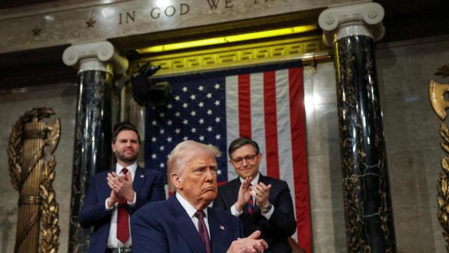 El presidente de Estados Unidos, Donald Trump, durante su discurso ante el Congreso en la noche del martes.