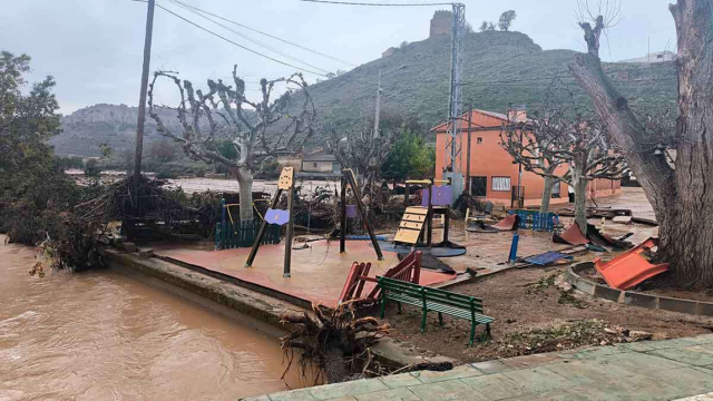 Una zona afectada por la dana en Aragón.