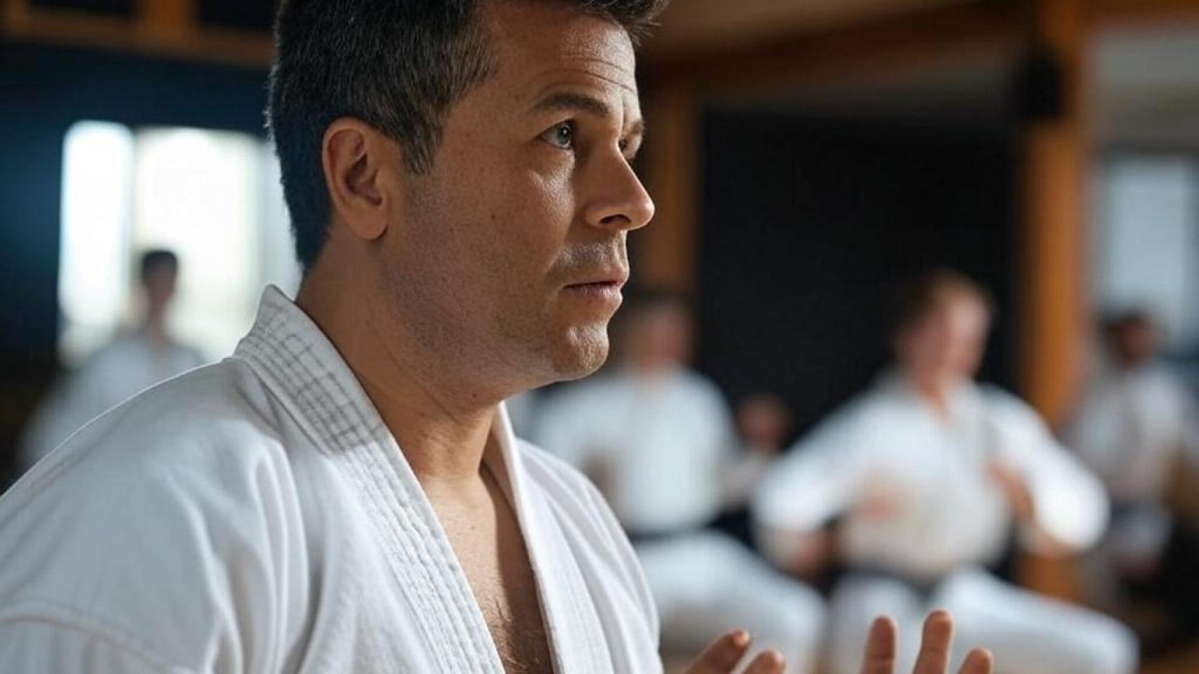 Hombre en clases marciales.
