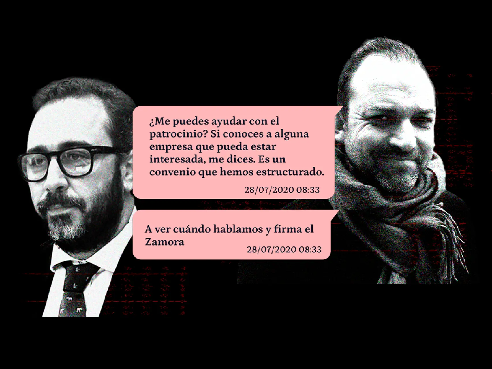 Fotomontaje con un extracto de la conversación por Whatsapp entre Víctor Ábalos y Víctor de Aldama.