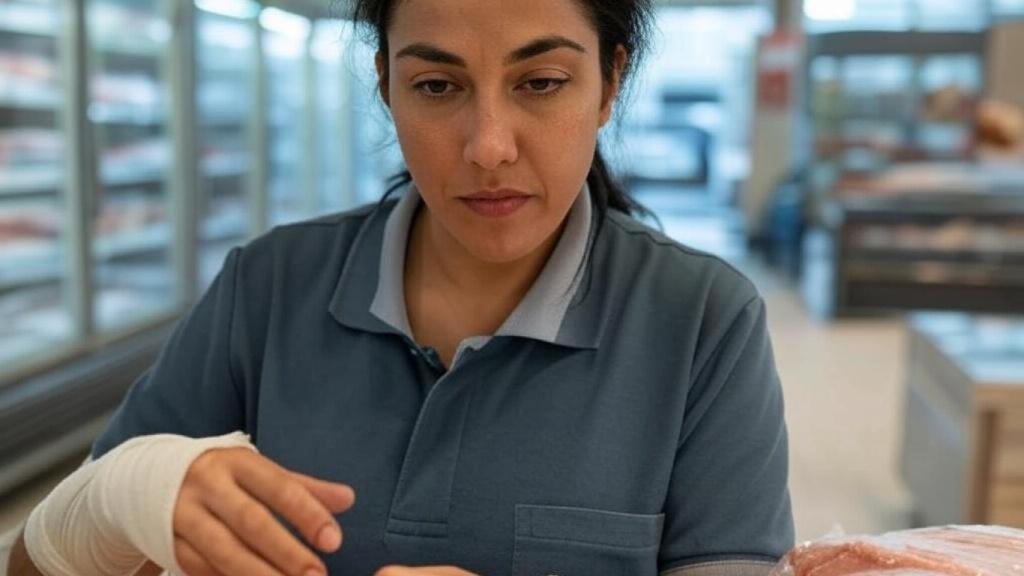 Imagen de archivo. Mujer trabajando en un supermercado.