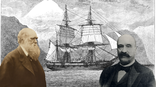 El HMS Beagle, Charles Darwin y Víctor López Seoane. https://es.wikipedia.org