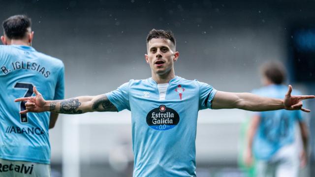 Alfon, jugador del Celta, celebra su gol ante el Leganés.