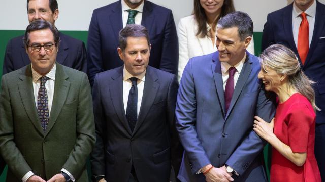 Antonio Garamendi, Gerardo Cuerva, Pedro Sánchez y Yolanda Díaz, en los Premios de Cepyme.