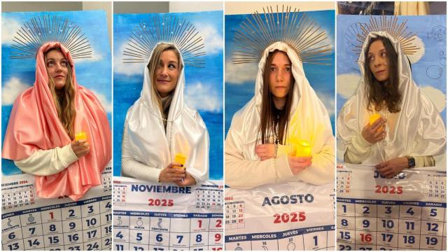 Las cuatro amigas caracterizadas de calendarios religiosos