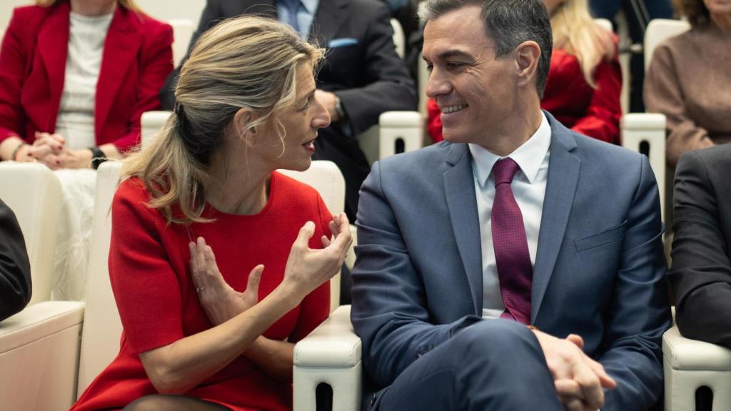 Yolanda Díaz y Pedro Sánchez el pasado 5 de marzo en un acto en Madrid.