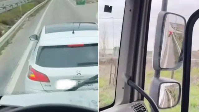 Escena del robo grabada por el propio camionero.