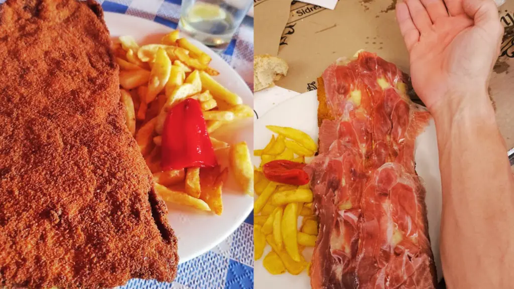 Cachopo XXL del Asador Los Manjares en Asturias.