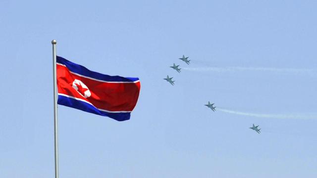 Aviones de combate de Corea del Norte en un ejercicio aéreo.